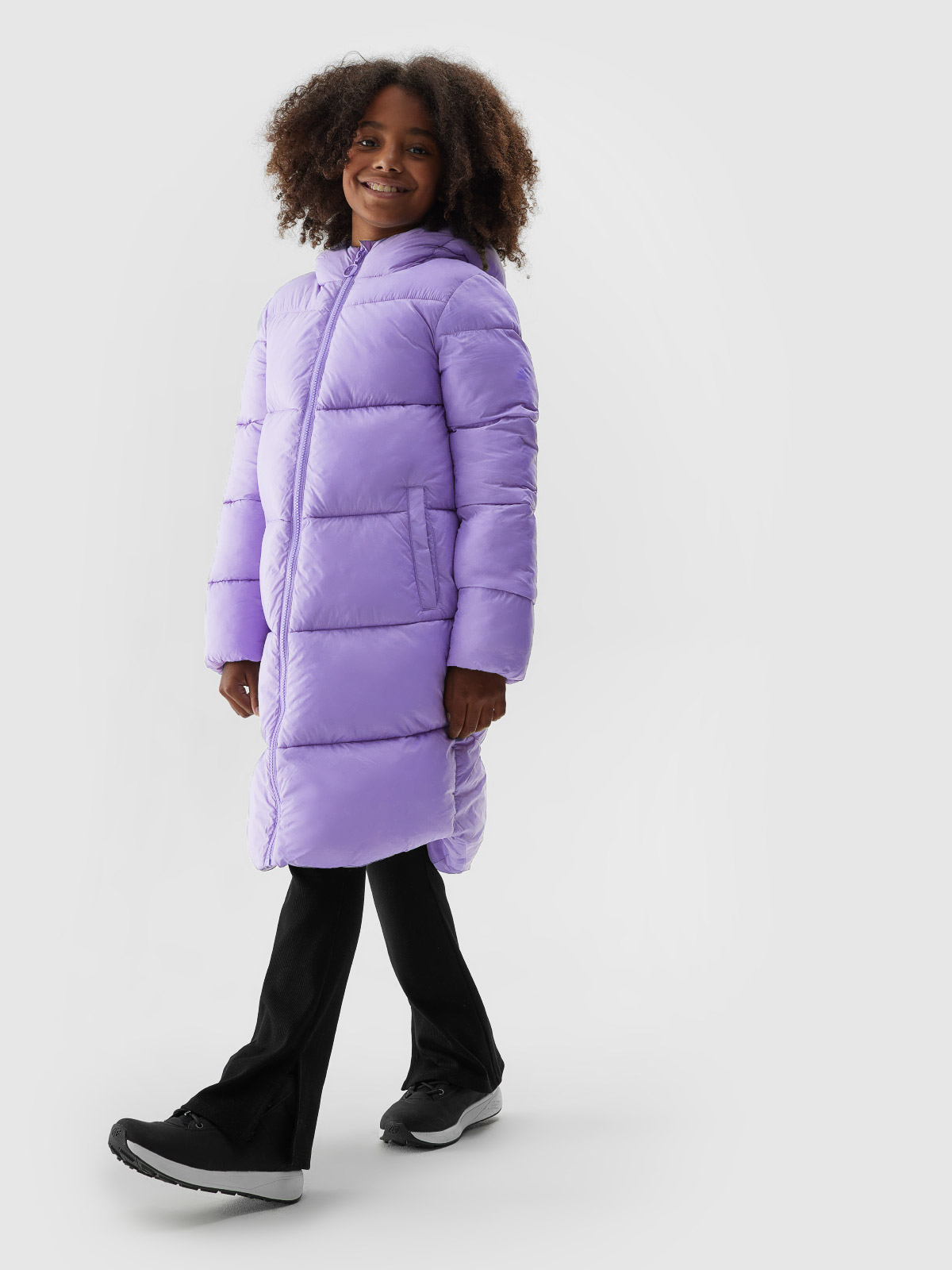 Dívčí péřový prošívaný kabát - fialový