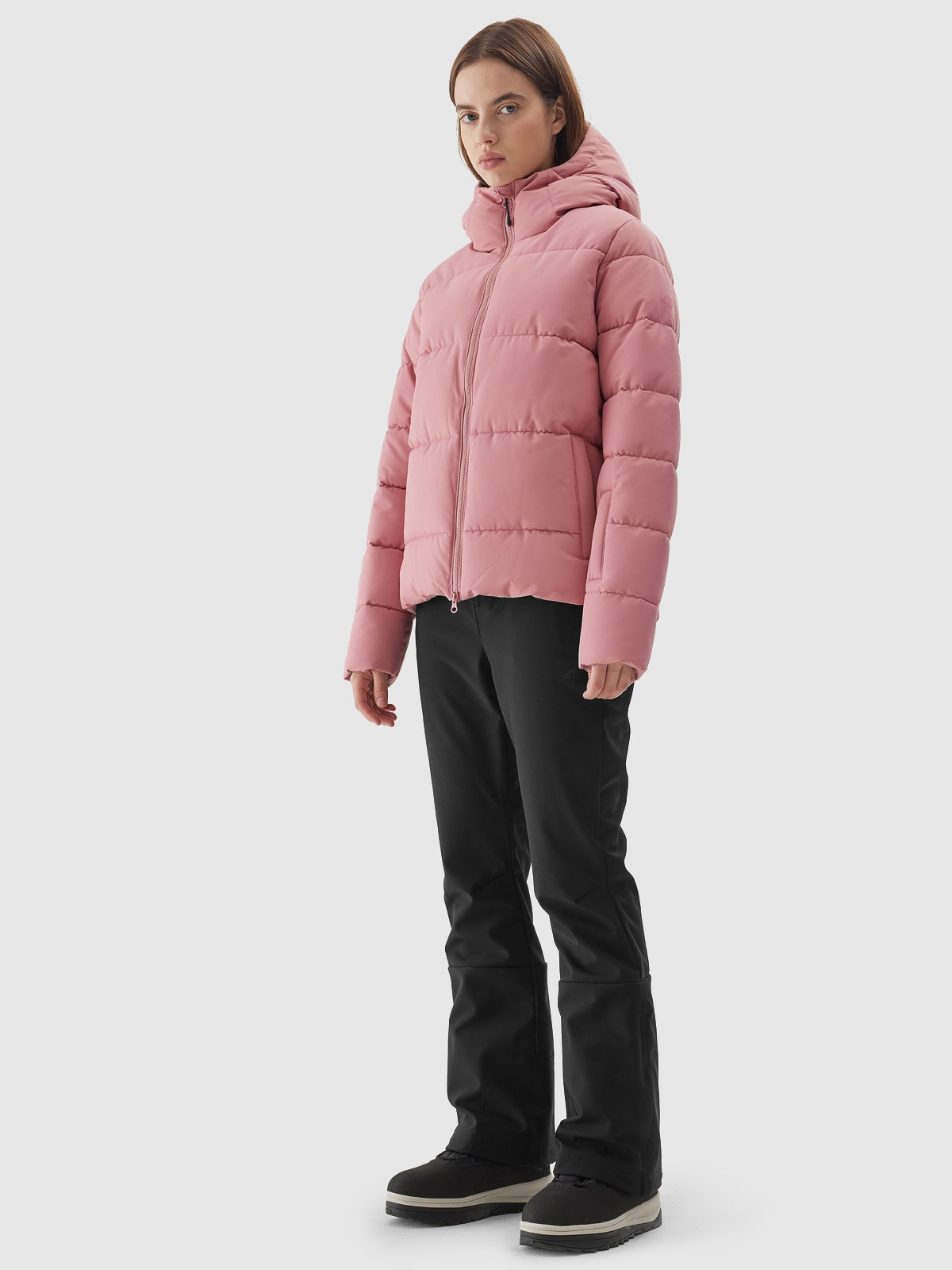 Levně Dámská lyžařská péřová bunda membrána 5000 - pudrově růžová