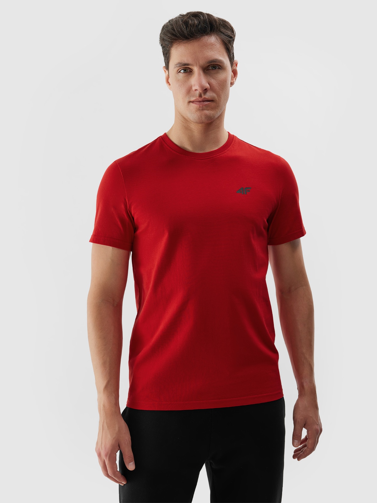 Levně Pánské hladké tričko regular - červené